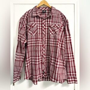 Southpole 6XB Big & Tall Red Plaid Button Down Shirt Relaxed Spring Weekend Top